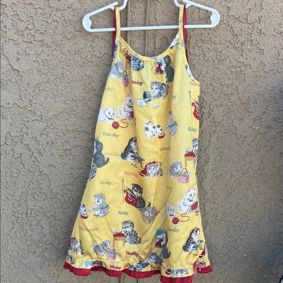 Nick & Nora Yellow Kids Pajamas Nightgown Kitty Cats Silky Days of The Week 4/5 - Picture 1 of 7
